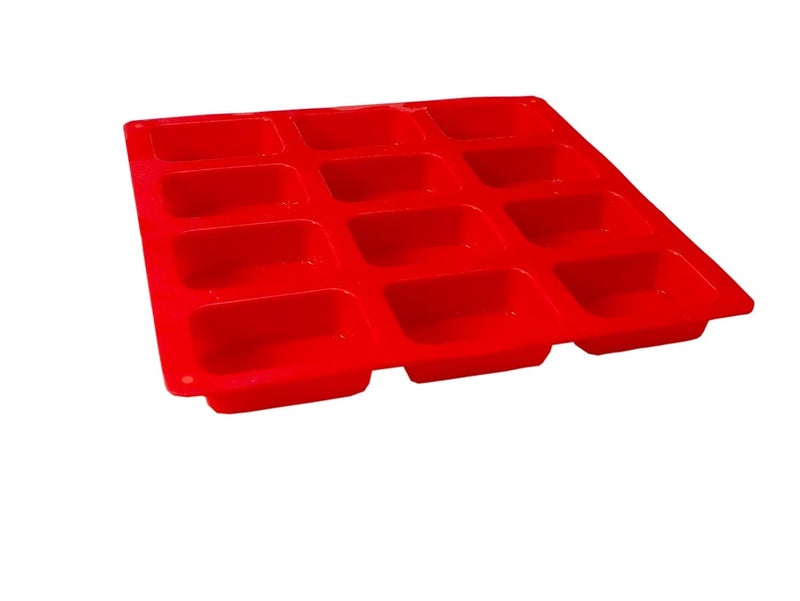 Clazkit 12 Cavities Rectangle Shaped Silicone Soap Mould Chocolate Moulds,Silicone Candy Mould Moulds for Muffin/Pudding,5.3 x 7.3 x 2.7 Centimeters - Image 1