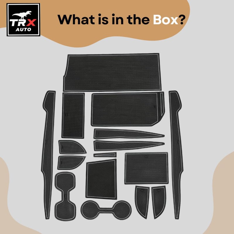  تي ار اكس اوتو طقم بطانات داخلية مانعة للانزلاق من TRX AUTO لسيارة تويوتا كامري (2018-2023) 3.5 سبورت V6، 2.5، SE، S، SE+، هايبرد | سجادات سيليكون لحاملات الأكواب، وفتحات الأبواب، والكونسول الوسطي | إكسسوارات داخلية لسيارة كامري - Image 3