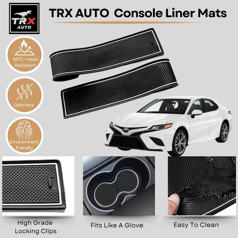  تي ار اكس اوتو طقم بطانات داخلية مانعة للانزلاق من TRX AUTO لسيارة تويوتا كامري (2018-2023) 3.5 سبورت V6، 2.5، SE، S، SE+، هايبرد | سجادات سيليكون لحاملات الأكواب، وفتحات الأبواب، والكونسول الوسطي | إكسسوارات داخلية لسيارة كامري - Image 2