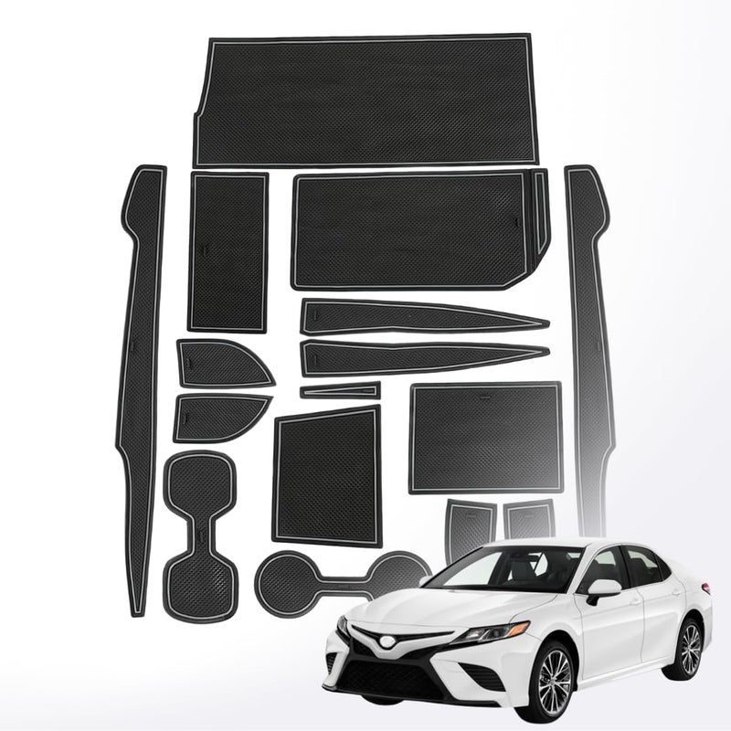  تي ار اكس اوتو طقم بطانات داخلية مانعة للانزلاق من TRX AUTO لسيارة تويوتا كامري (2018-2023) 3.5 سبورت V6، 2.5، SE، S، SE+، هايبرد | سجادات سيليكون لحاملات الأكواب، وفتحات الأبواب، والكونسول الوسطي | إكسسوارات داخلية لسيارة كامري - Image 1
