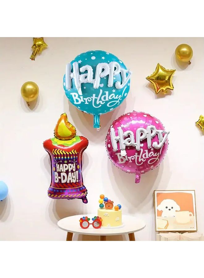 Pink 5 Piece Happy Birthday Star Foil Balloon Set for Party Decor - Image 5