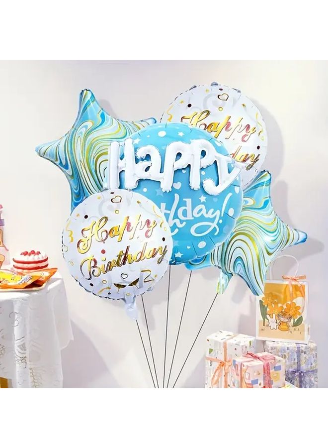 Pink 5 Piece Happy Birthday Star Foil Balloon Set for Party Decor - Image 2