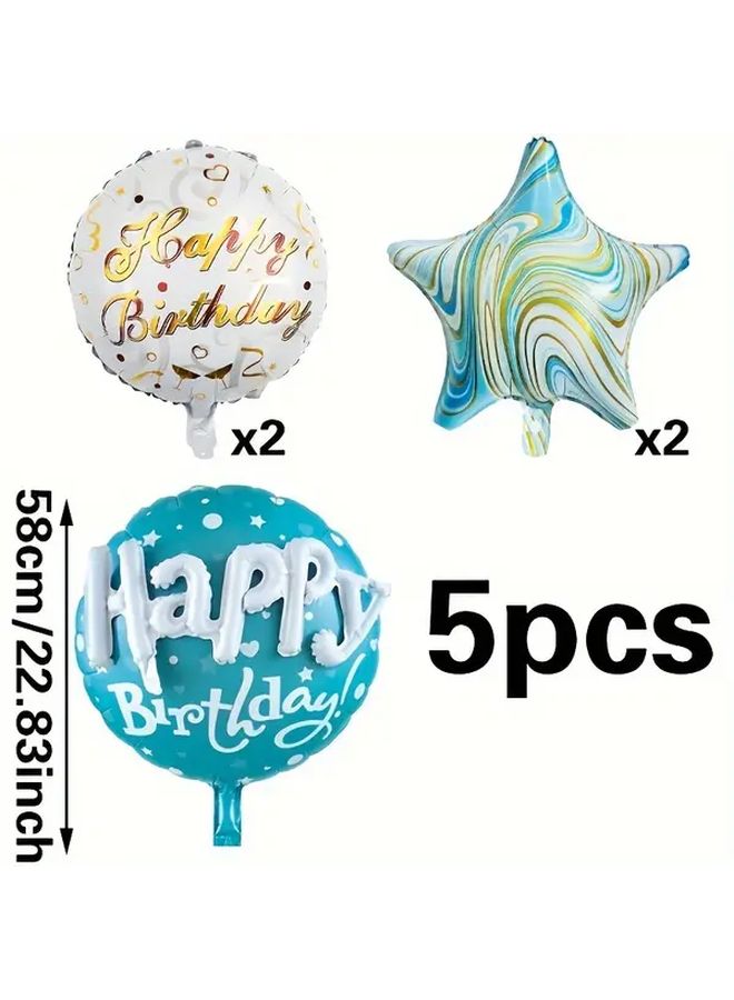 Pink 5 Piece Happy Birthday Star Foil Balloon Set for Party Decor - Image 4