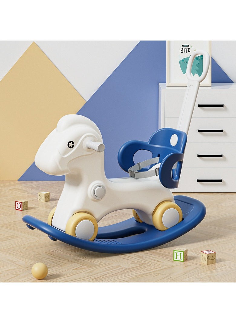 MG 3 in-1 Kids Rocking Horse offers three modes car, rocking, ride on toys, Infant Rocker Ride-on Toy for Kids 1-3 Years Old, Blue white  - Image 4