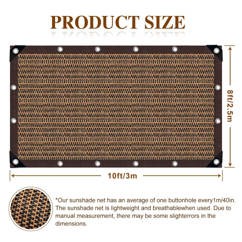 QHAIYYBF Shade Cloth for Garden,80% Mesh Tarp with Grommets Shade Cloth for Greenhouse,Patio,Vegetables,Plants Cover and Chicken Coops,Coffee Shade Net for Outdoor Garden - Image 3