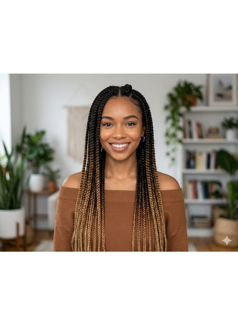 Ombre Black to Caramel Brown Kanekalon Braiding Hair Extensions for Box Braids & Afro Styles - 90cm Long - Professional Synthetic Hair - Image 2