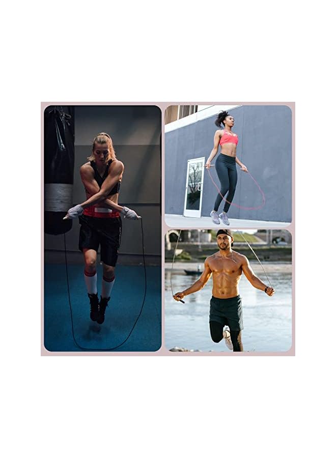 PROMASS Adjustable Tpu Wire Rope Professional Skipping Rope, Skipping Rope With Bearing Comfortable Silicone Handle For Workout Boxing Home Gym, Black - Image 5