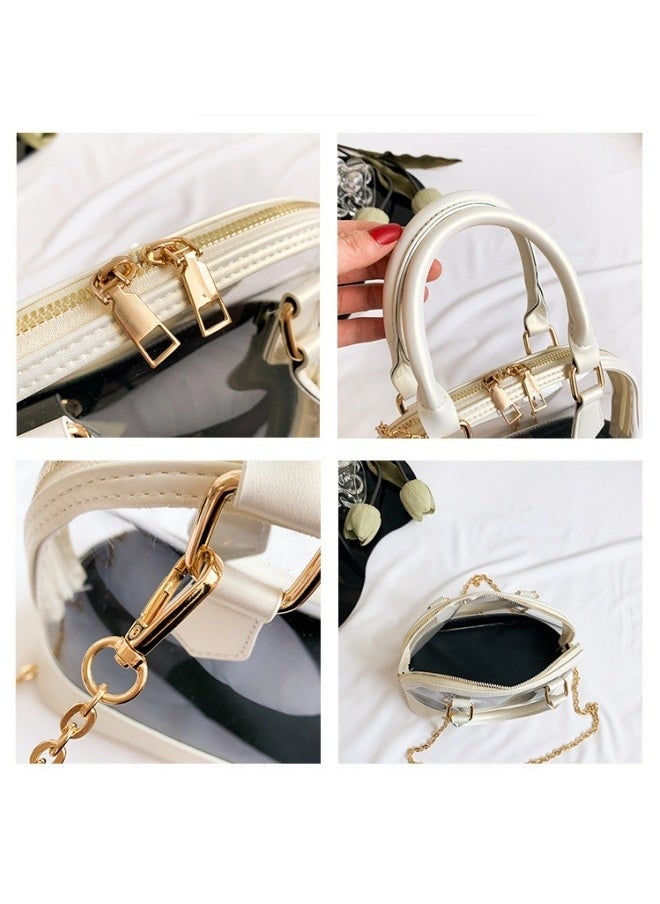 ILovhaprty Shell transparent bag Clear Stadium Bag, Clear Purse Satchel Crossbody Bag for Women,See Through Jelly Shell Bag with Chain, Cute Transparent Bag Clutch with Vegan Leather  - Image 5