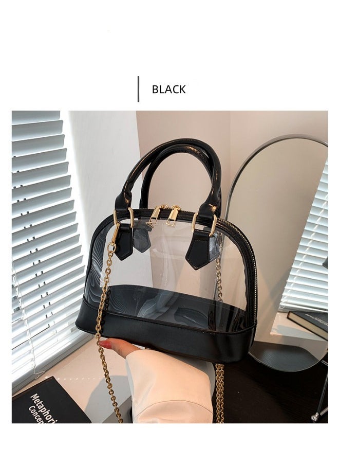 ILovhaprty Shell transparent bag Clear Stadium Bag, Clear Purse Satchel Crossbody Bag for Women,See Through Jelly Shell Bag with Chain, Cute Transparent Bag Clutch with Vegan Leather  - Image 2