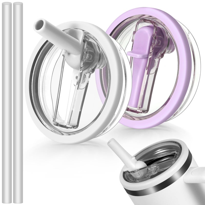 ANTAND 2 Pack Flip Straw Lid Replacement 40 oz Fit for Stanley  Leak Proof for Stanley Lid  Spill Proof 40oz Tumbler Lid Replacement Reusable Tumbler Cover Compatible with 40oz Stanley Cup Accessories - Image 1