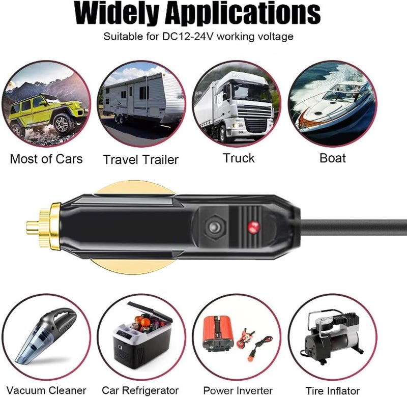 كابل طاقة السيارة DC من ZJchao، 18AWG مقاوم للماء IP68، كابل شاحن سيارة DC جاهز للاستخدام مع خطوات تركيب سهلة للشاحنات والحافلات والشاحنات والسفن (10 أمتار) - Image 5