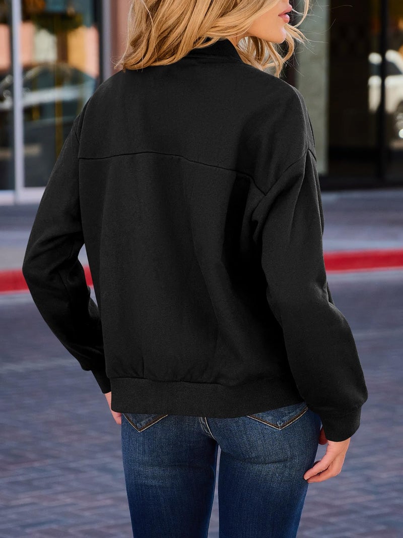GeGekoko Womens Zip Up Sweatshirts Jackets Long Sleeve Casual Loose Outwear with Pockets Black - Image 4