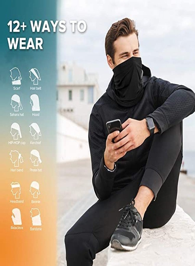 PAROPKAR Neck Gaiter/Warmer Bandana Hijab Tube Mask Sun/Dust Protection Headwear Balaclavas Scarf Headwrap for Men Women (Black Grey White Blue) - Image 2