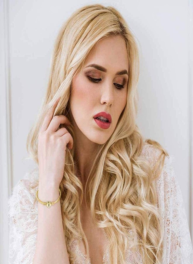 VQYSKO Silver Heart Initials Bracelet-A-Z Stainless Steel Engraved Charm Bracelet, Woman Jewelry Birthday Festival Gift (Gold F) - Image 3