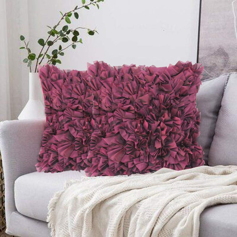 Dekor World Silk Ruffle Tikal Cushion Cover (Purple, Regular: 40x40cm or 16x16 Inches) - Image 4