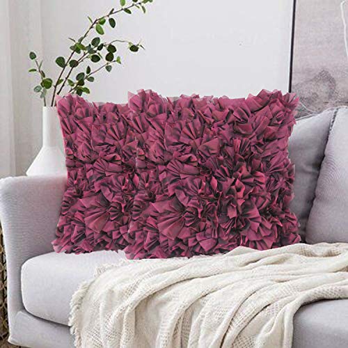 Dekor World Silk Ruffle Tikal Cushion Cover (Purple, Regular: 40x40cm or 16x16 Inches) - Image 1