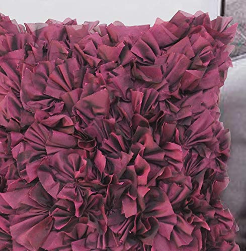 Dekor World Silk Ruffle Tikal Cushion Cover (Purple, Regular: 40x40cm or 16x16 Inches) - Image 2
