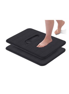 BELGREE 2-Pack Non-Slip Memory Foam Mats: Super Absorbent, Machine Washable Bath Rugs - Easy to Dry Kitchen Mats for Bathroom Floors, Pack of 2 [Black]  - Image 1