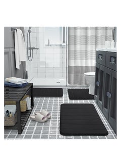 BELGREE 2-Pack Non-Slip Memory Foam Mats: Super Absorbent, Machine Washable Bath Rugs - Easy to Dry Kitchen Mats for Bathroom Floors, Pack of 2 [Black]  - Image 5