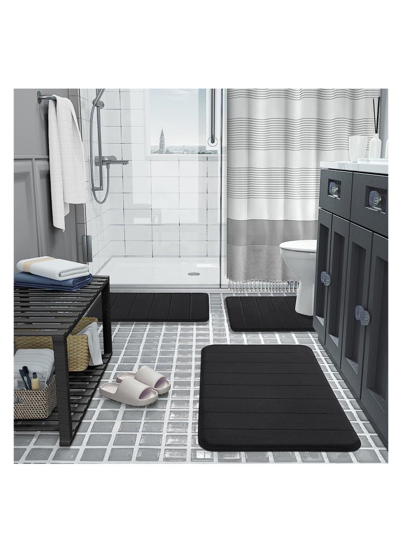 BELGREE 2-Pack Non-Slip Memory Foam Mats: Super Absorbent, Machine Washable Bath Rugs - Easy to Dry Kitchen Mats for Bathroom Floors, Pack of 2 [Black]  - Image 5