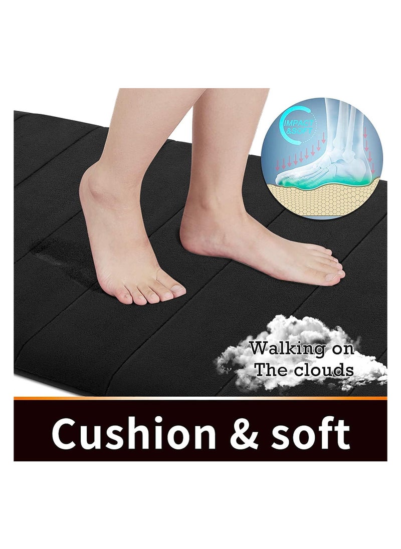 BELGREE 2-Pack Non-Slip Memory Foam Mats: Super Absorbent, Machine Washable Bath Rugs - Easy to Dry Kitchen Mats for Bathroom Floors, Pack of 2 [Black]  - Image 4