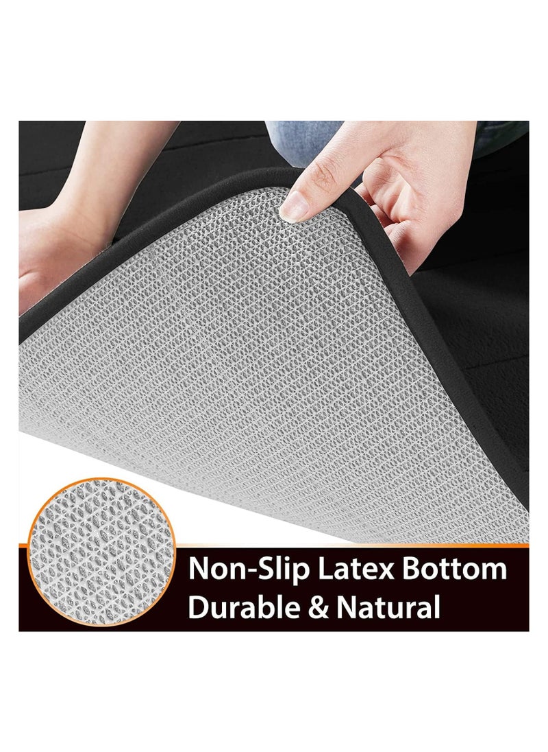 BELGREE 2-Pack Non-Slip Memory Foam Mats: Super Absorbent, Machine Washable Bath Rugs - Easy to Dry Kitchen Mats for Bathroom Floors, Pack of 2 [Black]  - Image 2
