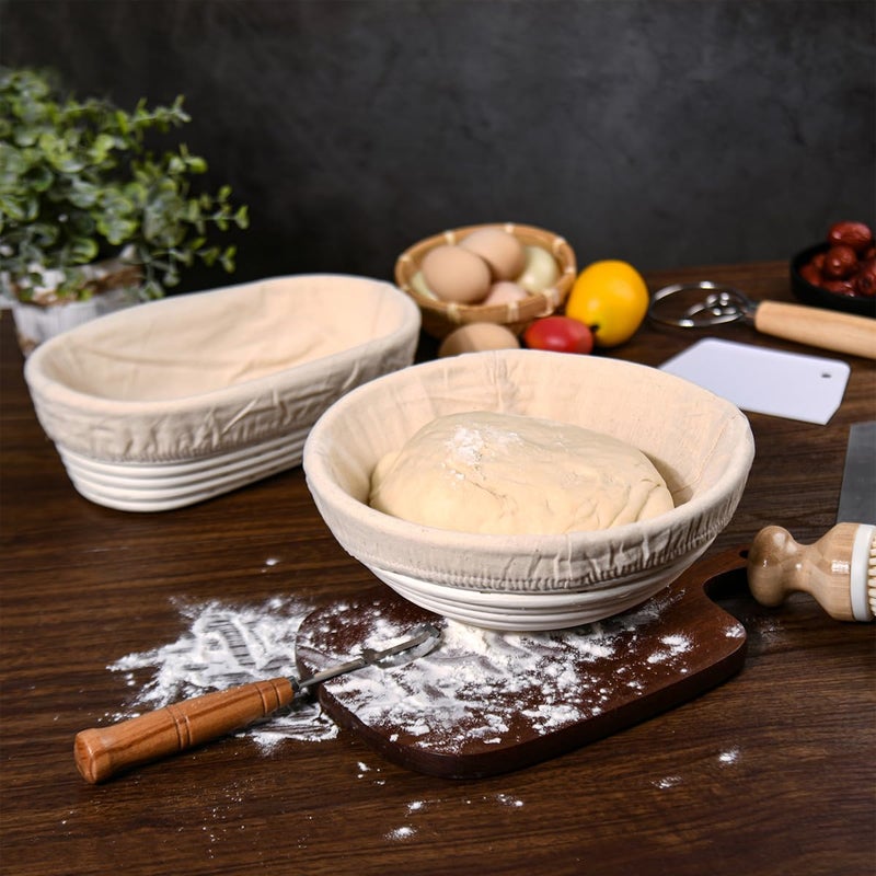 Saint Germain Bakery سلة خبز دائرية فاخرة من سان جيرمان مع بطانة - سلة تخمير مثالية لصنع خبز جميل (10 بوصة بيضاوي) - Image 5