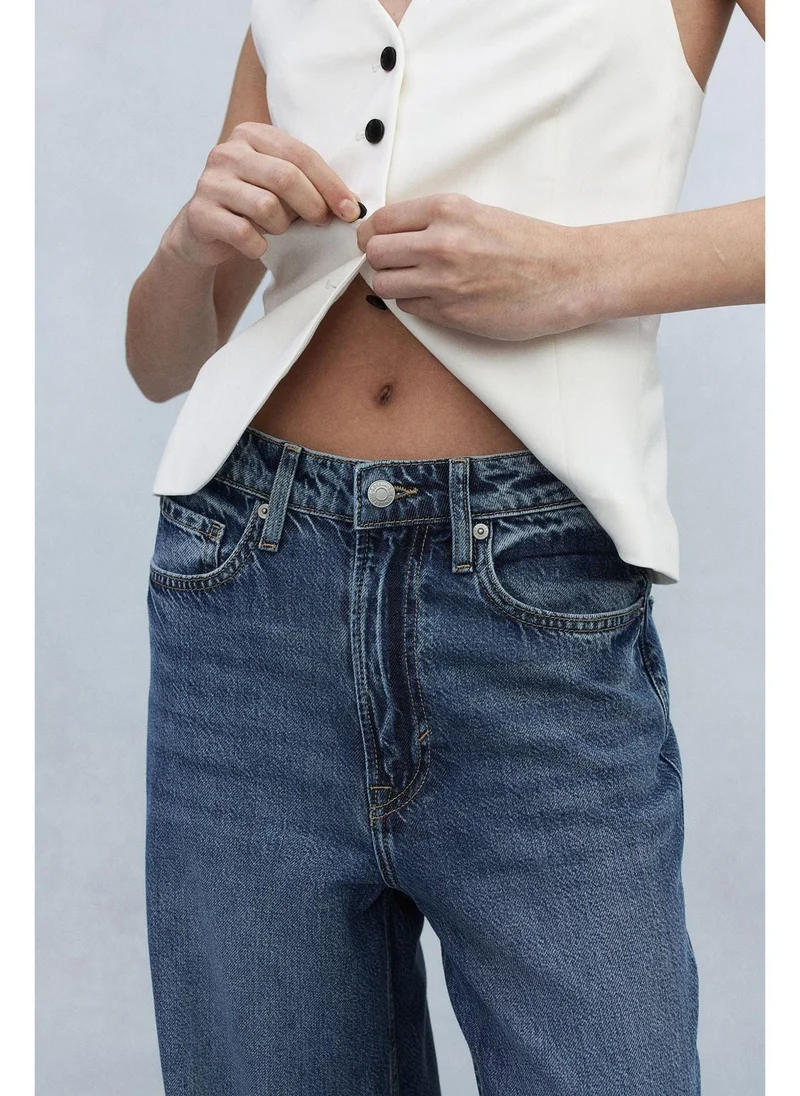 H&M 006-75-101-Blue Medium Dusty Feather Soft Super Wide Ultra High Jeans for Women | Best Price UAE