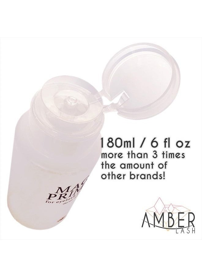 Amber Lash Magic Primer (6.0 fl.oz/180ml) Super Gentle Eyelash Extension Primer to Increases Adhesive Strength and Bonding Retention on Natural Lashes, Remove Makeup Residue, Oil, and dust from lashes  - Image 4
