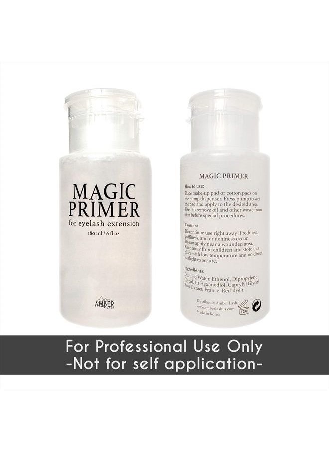Amber Lash - Magic Primer (6.0 fl.oz/180ml) Super Gentle Eyelash Extension Primer to Increases Adhesive Strength and Bonding Retention on Natural Lashes, Remove Makeup Residue, Oil, and dust from lashes - Image 1