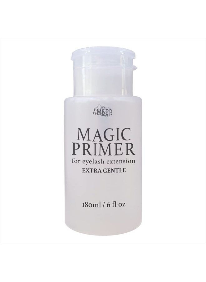 Amber Lash Magic Primer (6.0 fl.oz/180ml) Super Gentle Eyelash Extension Primer to Increases Adhesive Strength and Bonding Retention on Natural Lashes, Remove Makeup Residue, Oil, and dust from lashes  - Image 1