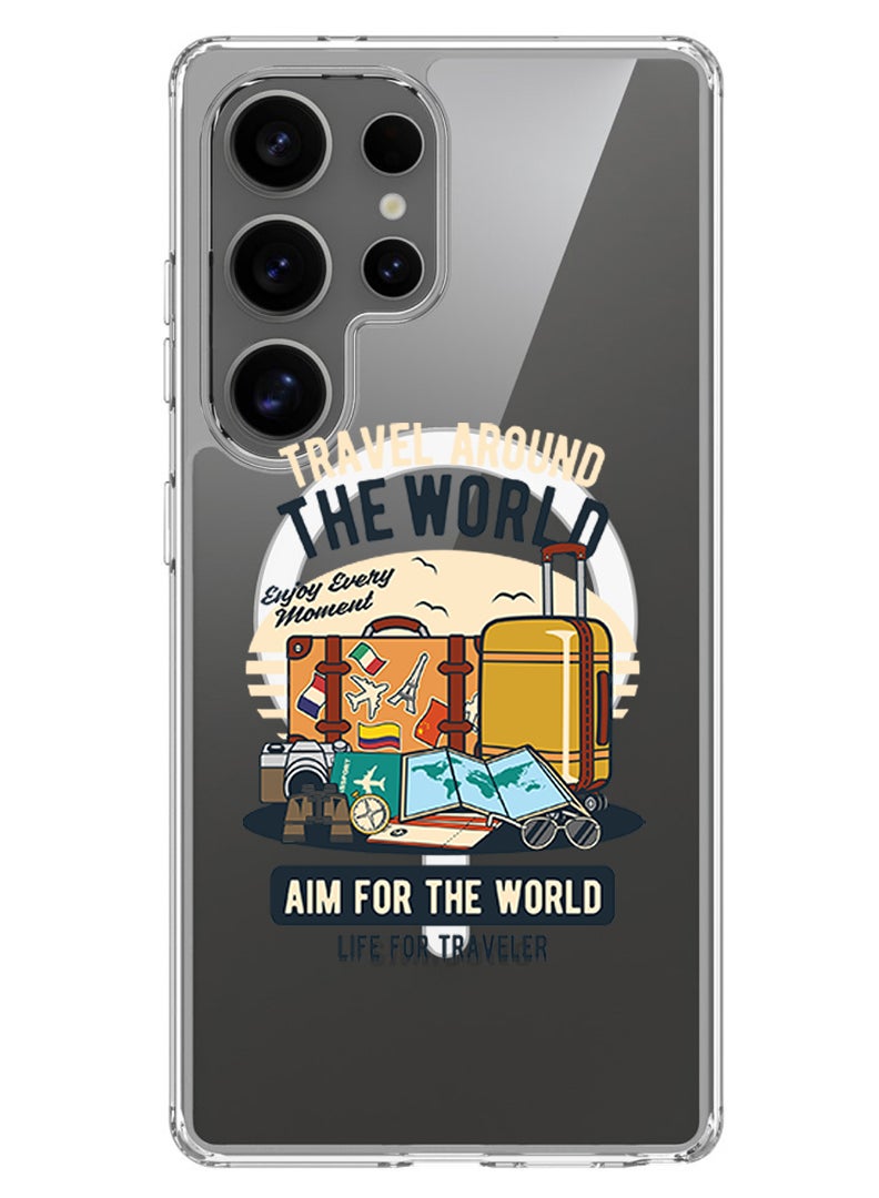 Theodor Magnetic Case for Samsung Galaxy S25 Ultra 6.9-inch Compatible with MagSafe Wireless Charging, Shockproof Phone Bumper Cover Aim for the world - Image 1