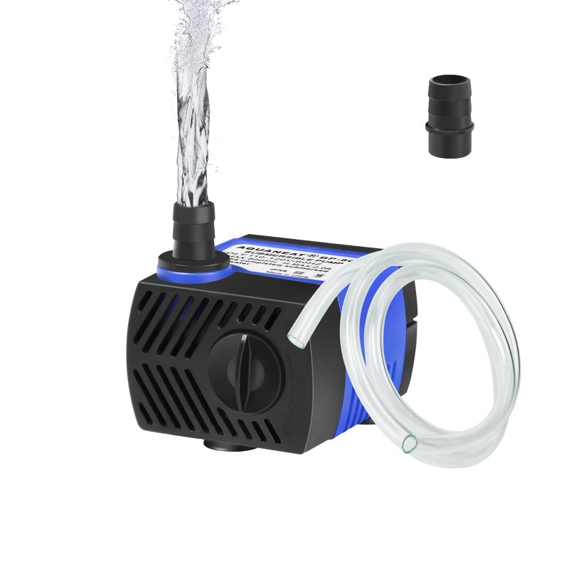 AQUANEAT Small Fountain Pump, 80 GPH Mini Submersible Water Pump with 3.3 ft Tubing, for Aquarium Fish Tank, Pet Water Fountain, Hydroponics, Pond Waterfall Filter Pump - Image 1