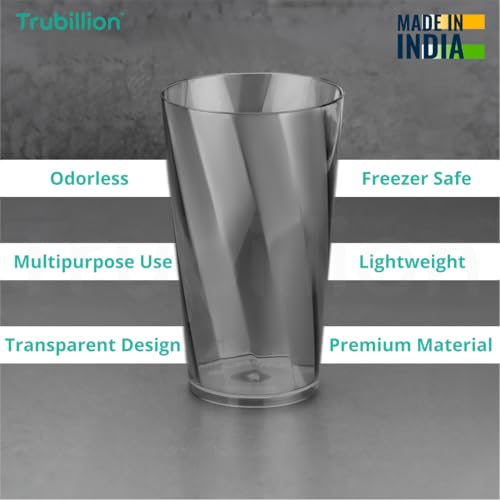 TRUBILLION ClearTwist Set of 6 Plastic Glasses - 300 ml, Unbreakable, BPA Free, Multipurpose for Water, Juice, Cocktails, Lightweight and Transparent Design, Ideal for Home, Office, Cafes, Restaurants - Image 2