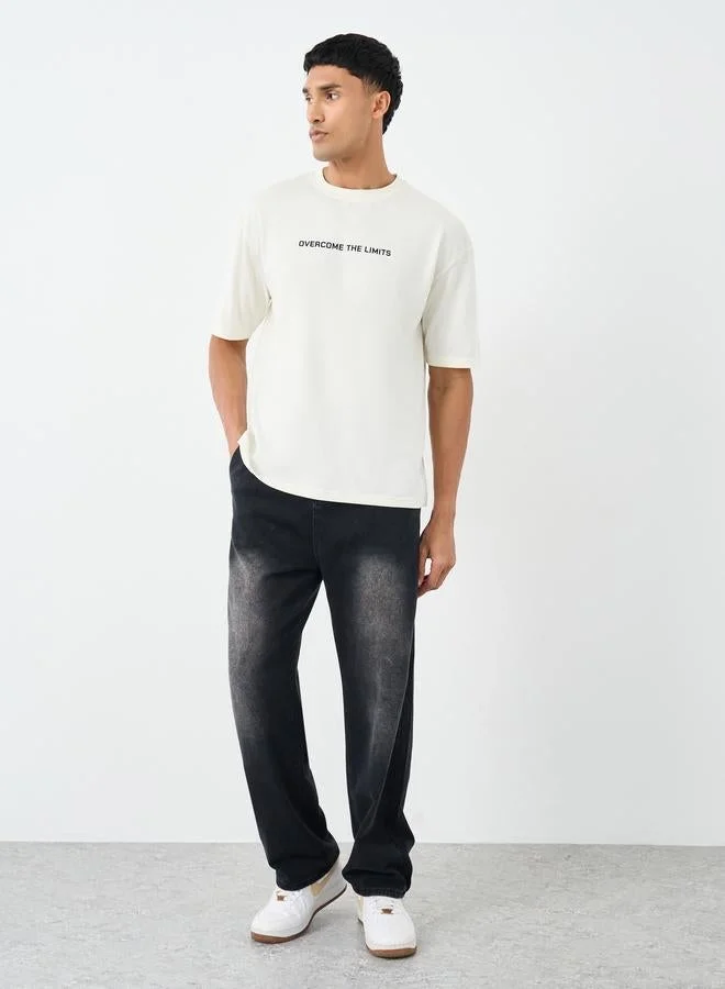 Styli Active Cotton Rich Oversized Athleisure T-Shirt