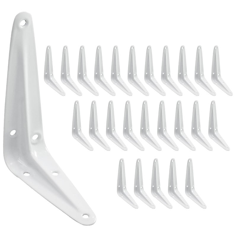 PHITUODA 24 Pack Shelf Brackets 4 x 3 Inch Heavy Duty White Metal Floating Shelf Bracket L Bracket Corner Brace Support J Bracket Decorative Joint Angle Bracket for Hanging - Image 2