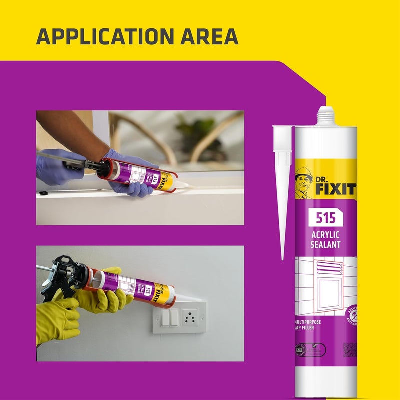 Dr. Fixit 515 White Acrylic Sealant 450g - Multipurpose Gap Filler for Sinks, Tubs, Windows & More - Image 5