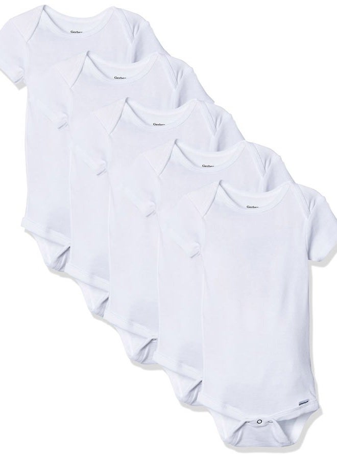 Gerber Baby 5-Pack Solid Onesies Bodysuits, White, 4T - Image 1