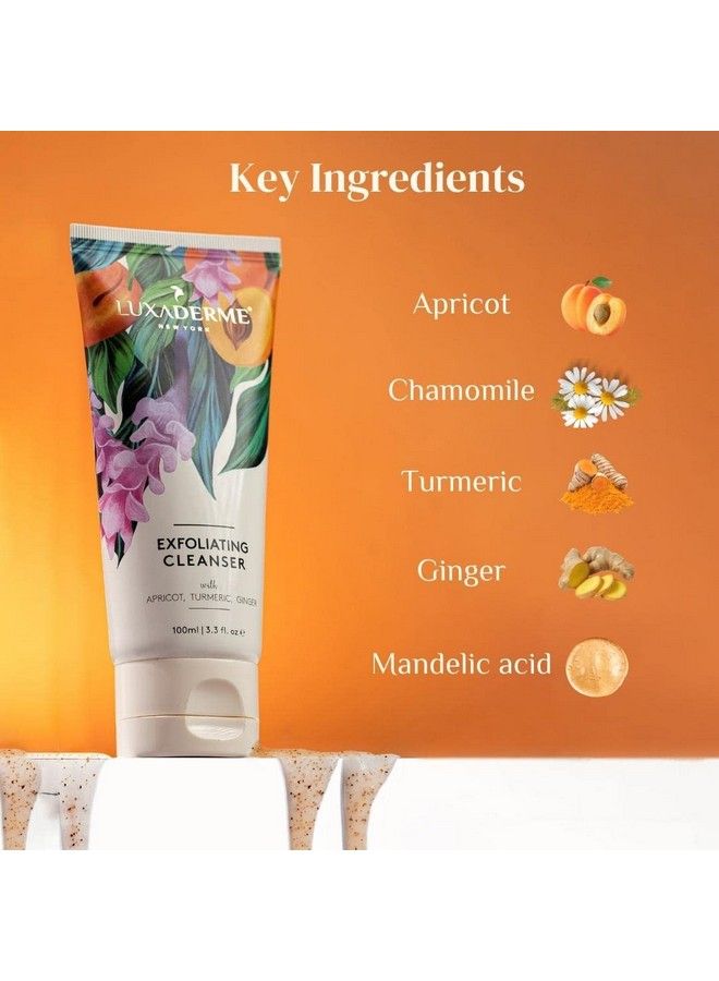 LuxaDerme Exfoliating Cleanser Face Wash To Remove Execess Oil & Makeup With Apricot Turmeric Ginger For All Skin Types 100 Ml (Pack Of 1)  - Image 3