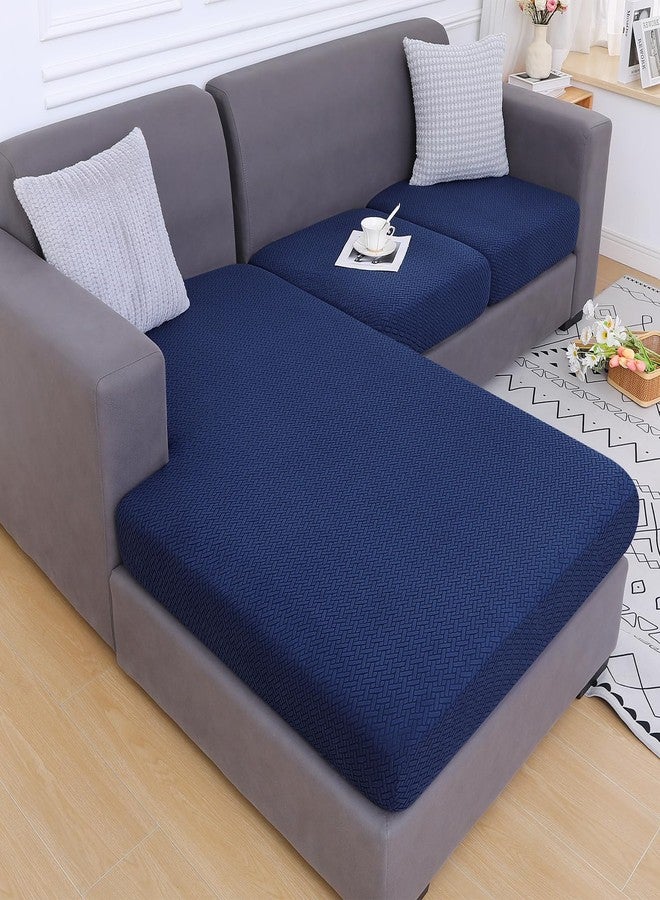 smiry Waterproof Couch Cushion Covers, Stretch Jacquard Sectional Couch Covers, L Shape Sofa Cushion Covers, Washable Chaise Lounge Cover Elastic Furniture Protector (Chaise Cover, Navy) - Image 5