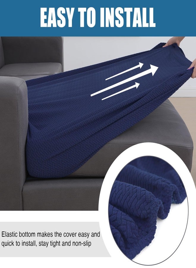 smiry Waterproof Couch Cushion Covers, Stretch Jacquard Sectional Couch Covers, L Shape Sofa Cushion Covers, Washable Chaise Lounge Cover Elastic Furniture Protector (Chaise Cover, Navy) - Image 4