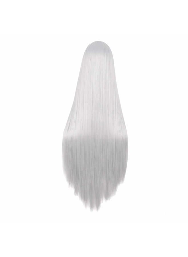 MapofBeauty 40 Inch/100cm Fashion Straight Long Costume Anime Cosplay Wig (Silver) - Image 4