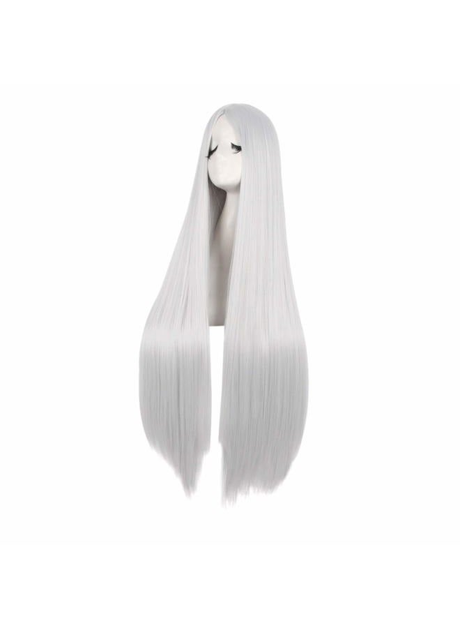 MapofBeauty 40 Inch/100cm Fashion Straight Long Costume Anime Cosplay Wig (Silver) - Image 3