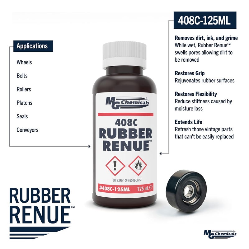 408C Rubber Renue، تجديد واستعادة الأحزمة المطاطية والألواح والبكرات، زجاجة سائلة 125 مل - Image 2