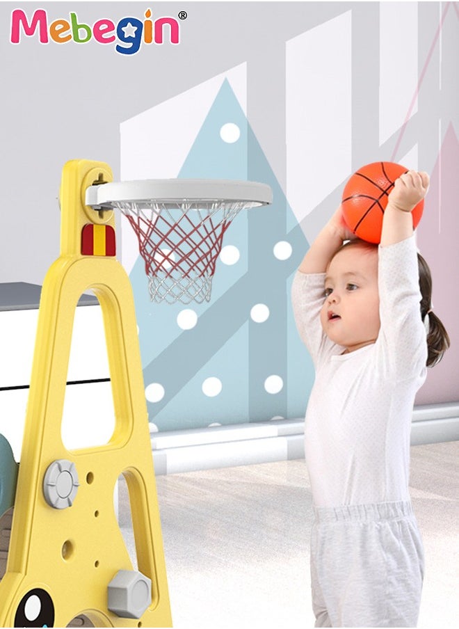 MEBEGIN - 7 in 1 Slide and Swing Set with Basketball Hoop, Golf, Soccer and Ring Toss Games, Baby Slide Playset, Large Indoor and Outdoor Climber Playsets, Complete Playground Set, Constructed from High-quality Materials, Ideal Gift for Toddlers - Image 1