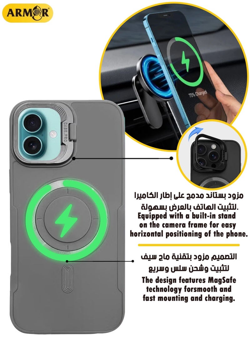 Generic - Apple iPhone 16 MagSafe Case Grey - High Quality Strong Magnet, Wireless Charging Compatible, Shockproof Protection, Ultra Slim Anti-Scratch Magnetic Cover for Apple iPhone 16 - Image 1