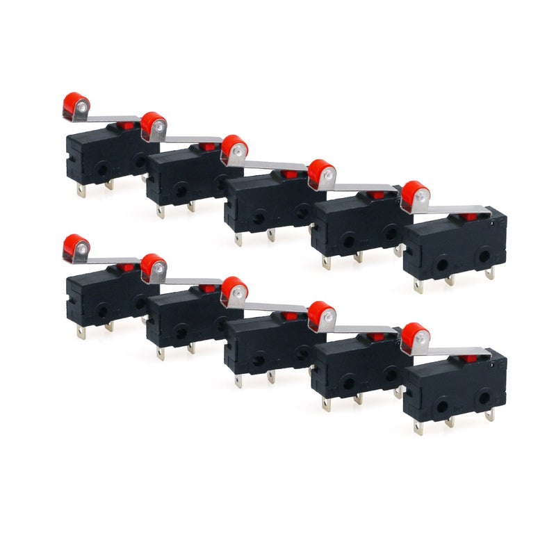 URBEST مفاتيح ميكرو هينج رولر ليفر SPDT 1NO 1NC مؤقتة URBEST AC 250V 5A 3 دبابيس 10 قطع - Image 3
