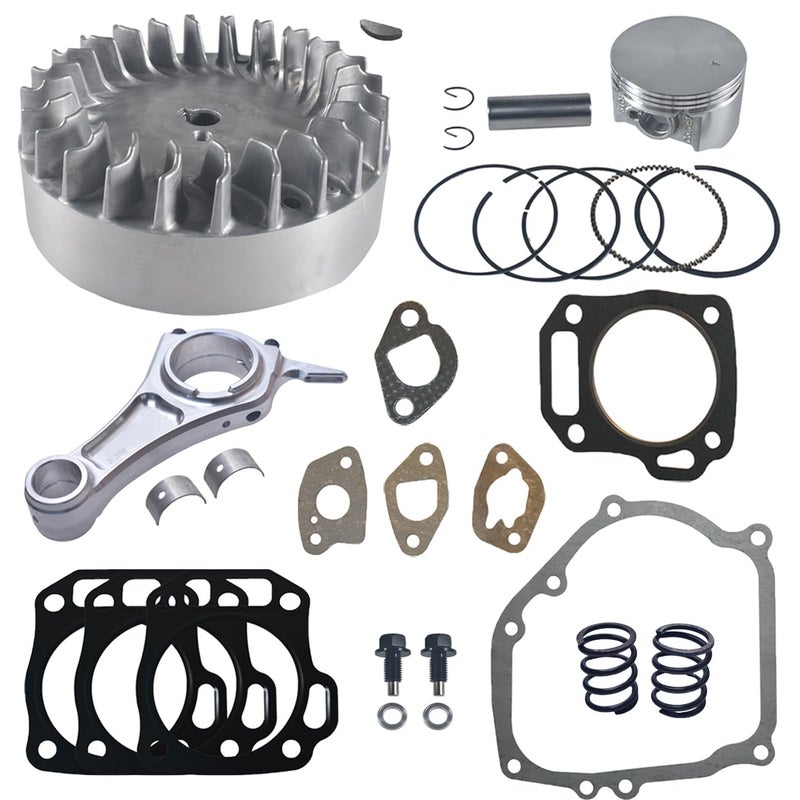 BUHNSS 3308 Billet Aluminum Connecting Rod And 10krpm Flywheel With 18lb Valve Spring And 70mm Flat Top Piston Kit For Predator 212cc NonHemi Engine Go Kart Cart - Image 2