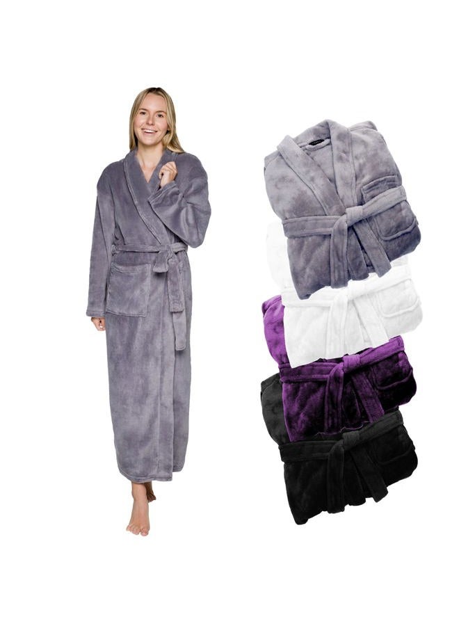 Silver Lilly Womens Plush Fleece Bath Robe, Fluffy Long Bathrobe, Great Gift for Mom, Grandma, Daughter, Sister, Wife, Friend, L-XL - Image 1