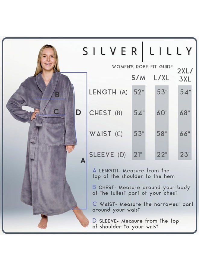 Silver Lilly Womens Plush Fleece Bath Robe, Fluffy Long Bathrobe, Great Gift for Mom, Grandma, Daughter, Sister, Wife, Friend, L-XL - Image 3